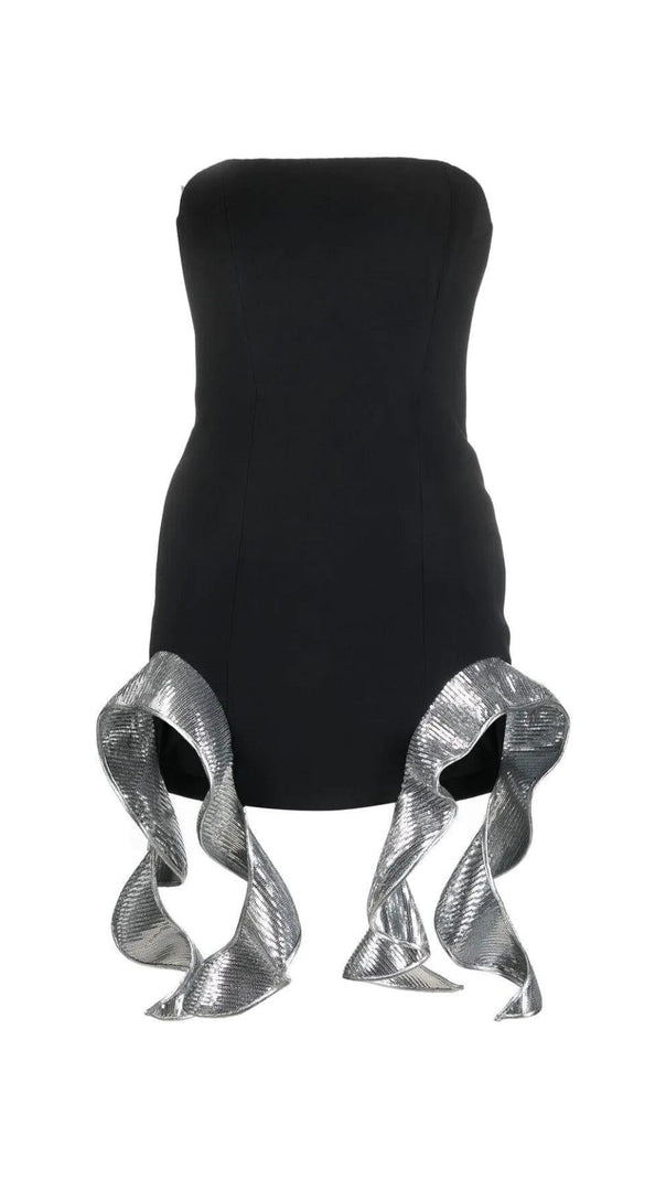 AIIZIE METALLIC-RUFFLE STRAPLESS MINIDRESS - product image
