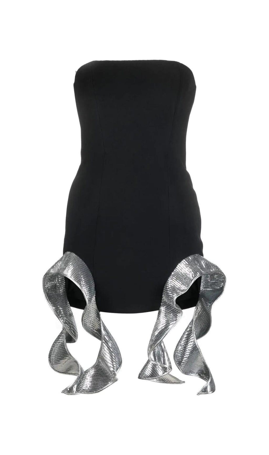 TRÄGERLOSES MINIKLEID MIT METALLIC-RÜSCHEN