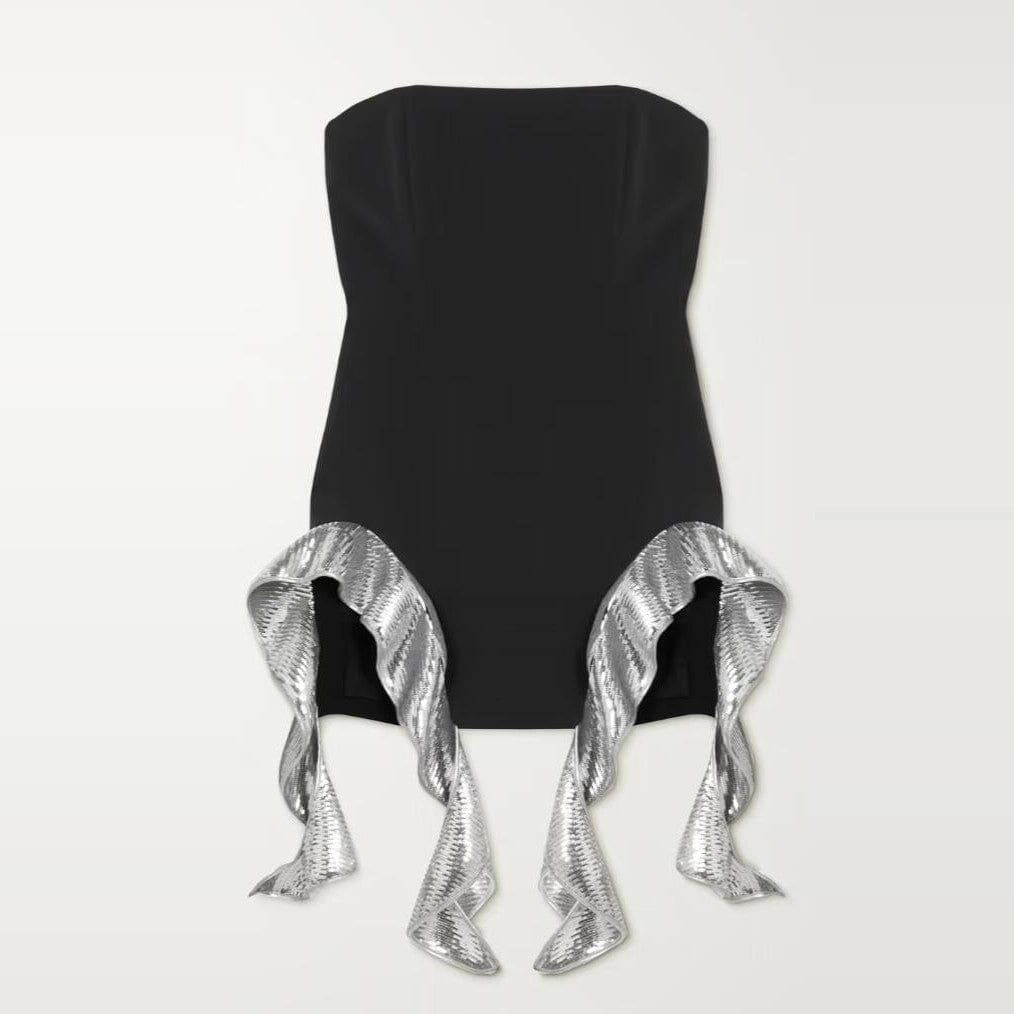 AIIZIE METALLIC-RUFFLE STRAPLESS MINIDRESS - product image