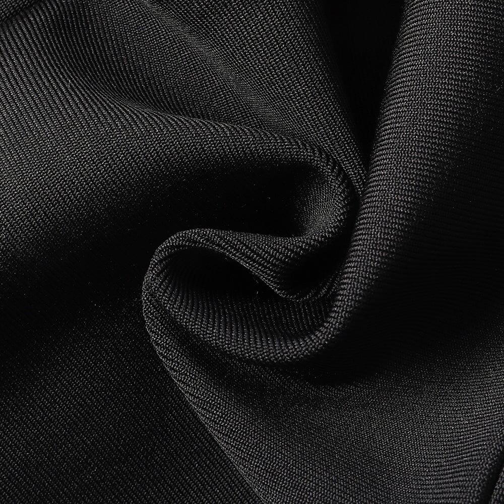 ABITO MIDI CON SPACCO E BANDAGE DIAMOND NERO