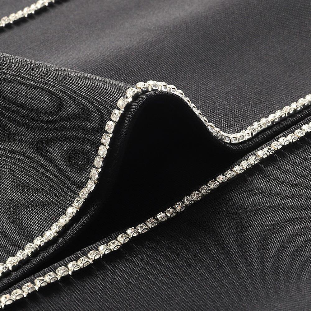 ABITO MIDI CON SPACCO E BANDAGE DIAMOND NERO