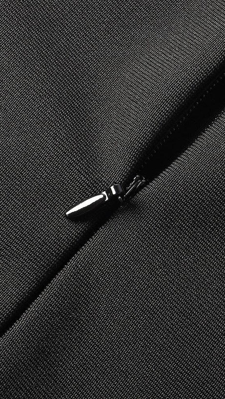 BANDAGE DIAMOND MIDI SPLIT DRESS IN BLACK