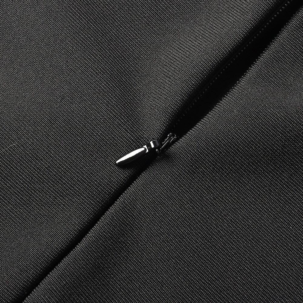 ABITO MIDI CON SPACCO E BANDAGE DIAMOND NERO