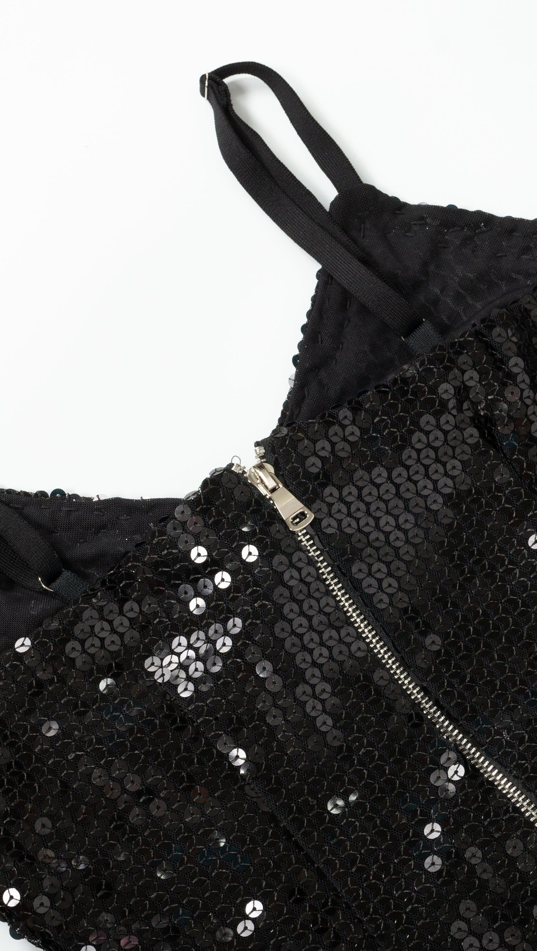 AIIZIE SEQUIN CRYSTAL V NECK MAXI DRESS IN BLACK - product image