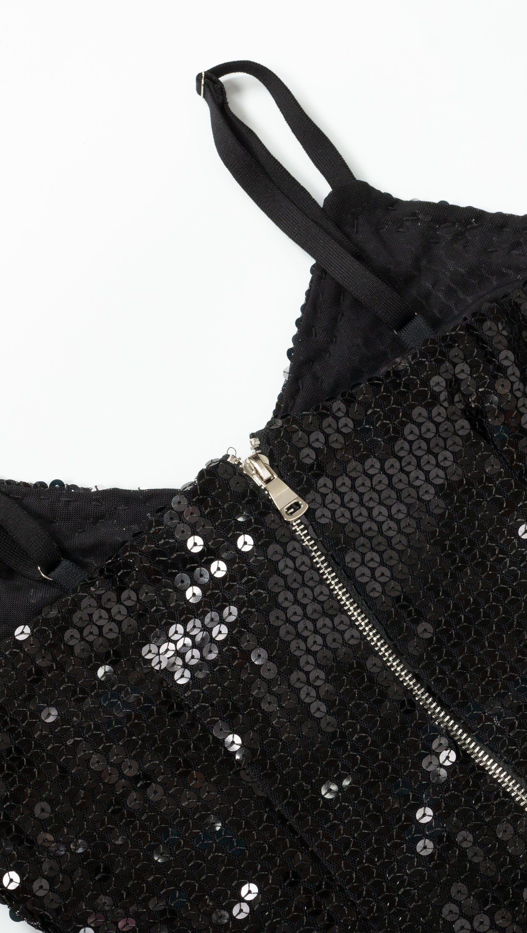 SEQUIN CRYSTAL V NECK MAXI DRESS IN BLACK