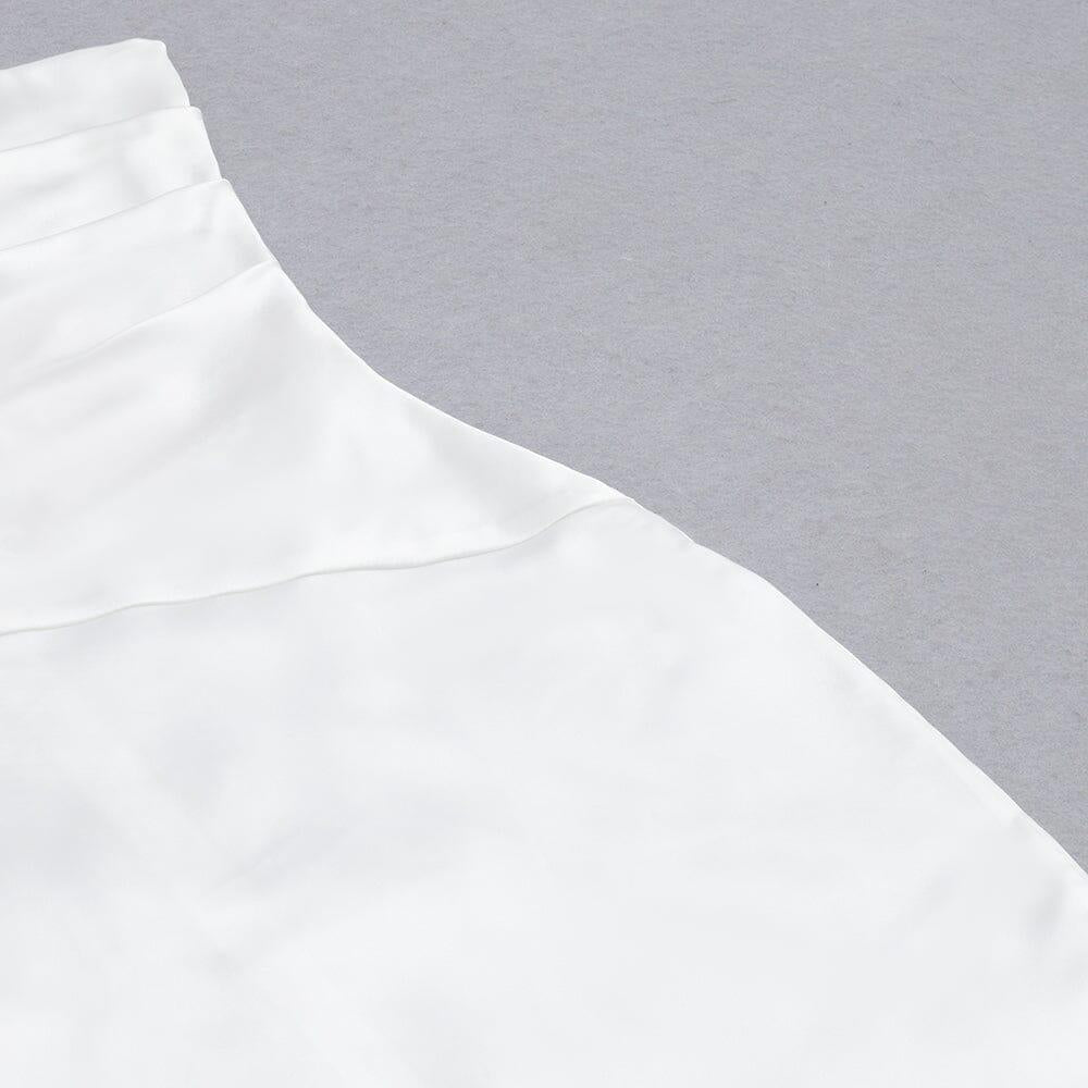 AIIZIE SATIN ONE SHOULDER MIDI DRESS IN WHITE - product image