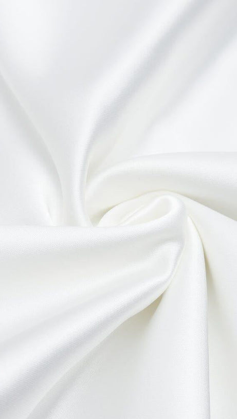 SATIN ONE SHOULDER MIDI DRESS IN WHITE