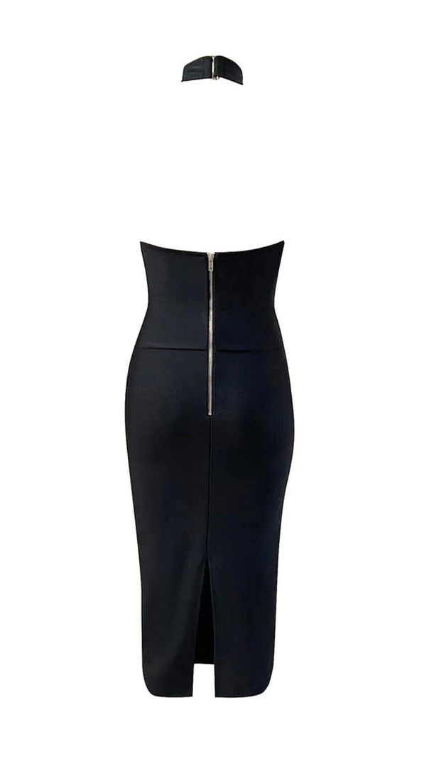 AIIZIE HALTER CUTOUT MIDI DRESS IN BLACK - product image