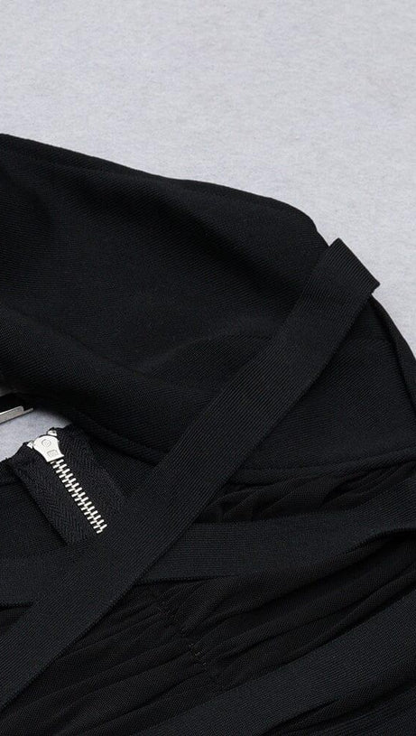 HALTER CUTOUT MIDI DRESS IN BLACK