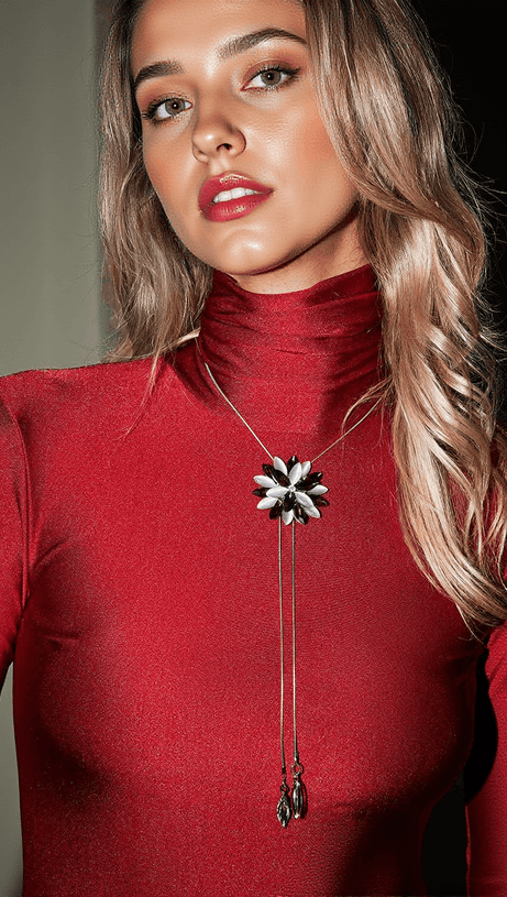 PAX FLOWER CRYSTAL EMBELLISHED BOLO TIE