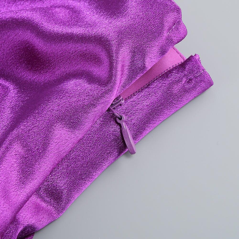 AIIZIE ONE-SHOULDER SILK SATIN MIDI DRESS IN PURPLE - product image