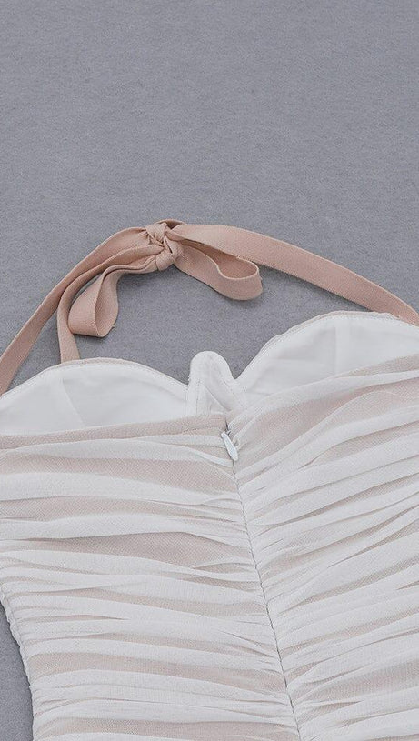 MESH HALTER BODYCON MINI DRESS