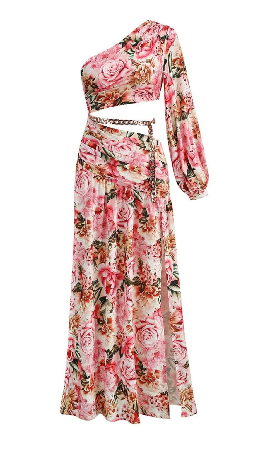 Maxikleid mit Blumenmuster und einer Schulter