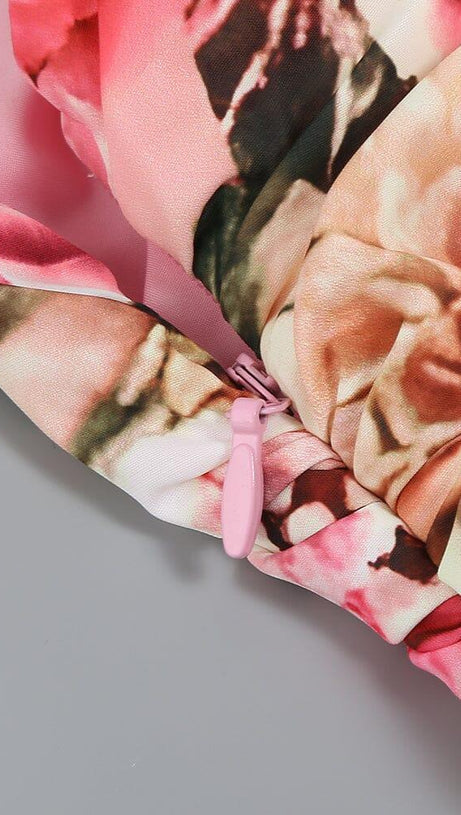 FLORAL PRINT ONE SHOULDER MAXI DRESS