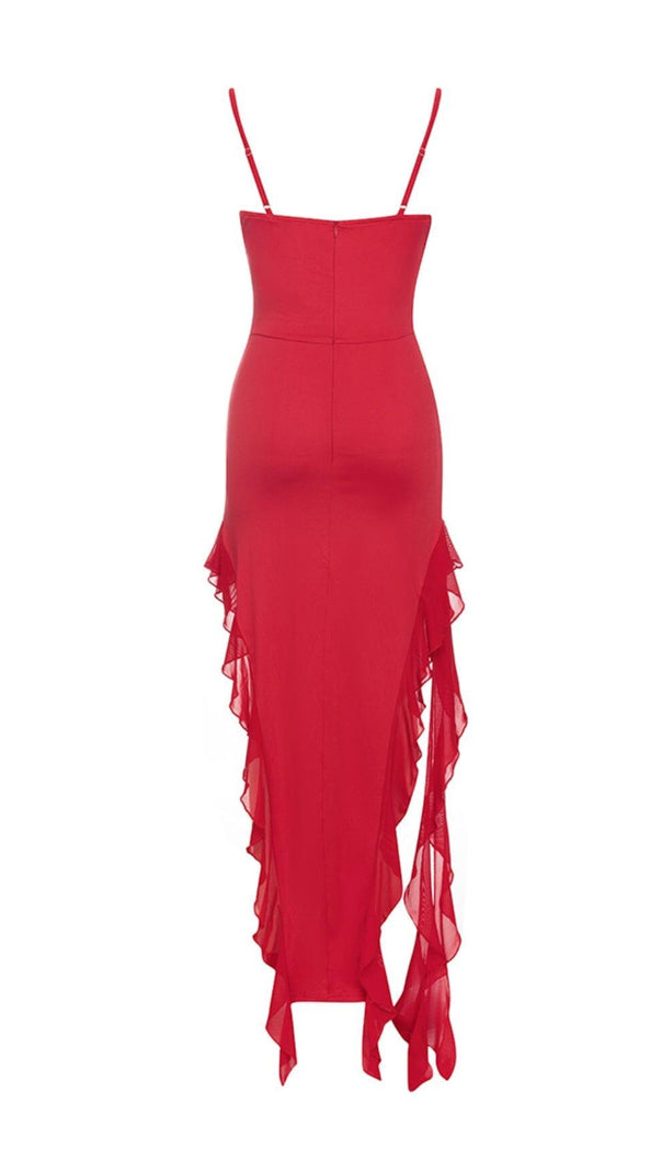 AIIZIE RED TUBE TOP ONE SHOULDER RIBBON DRESS - product image