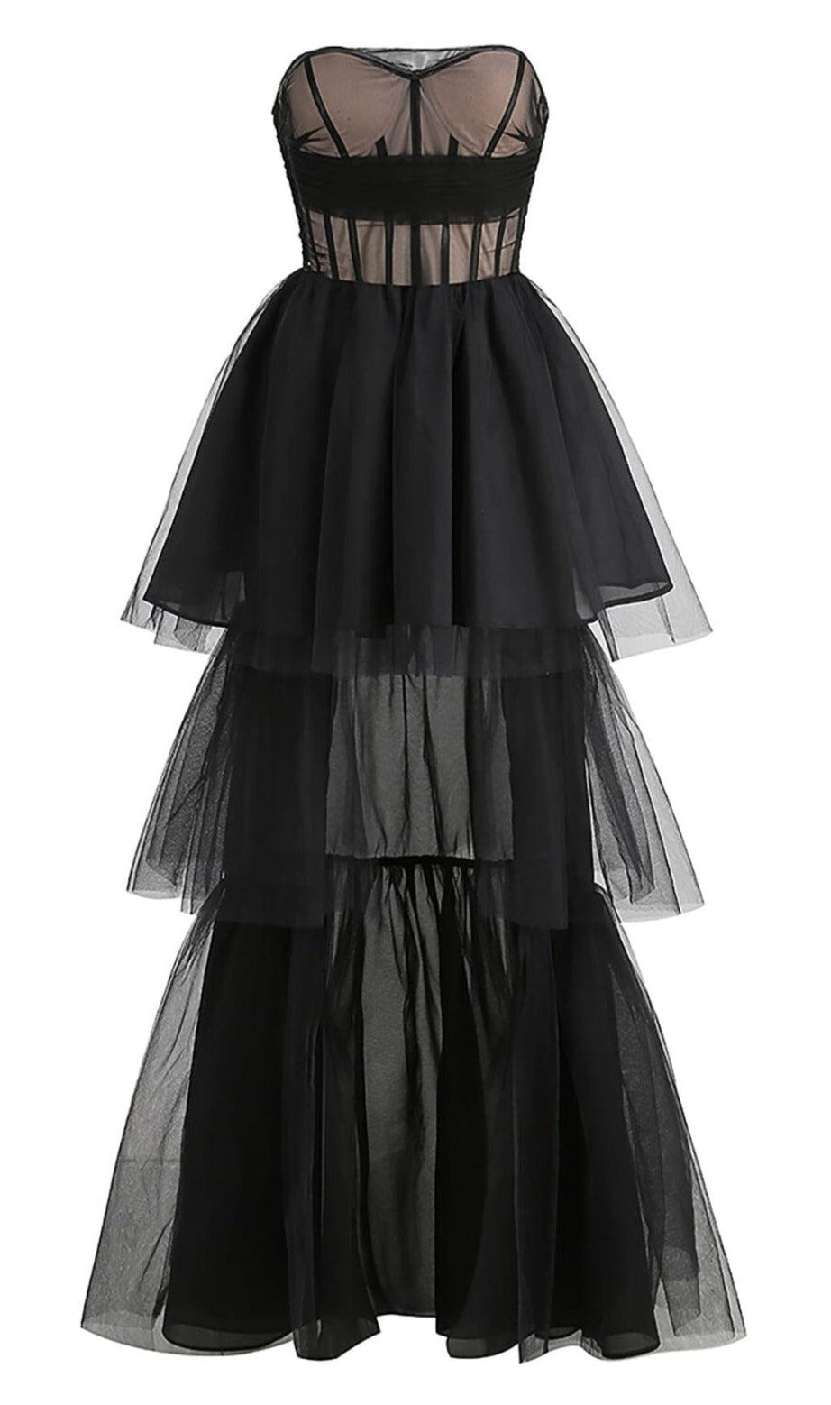 TRÄGERLOSES KORSETTOP TÜLLKLEID PAULA