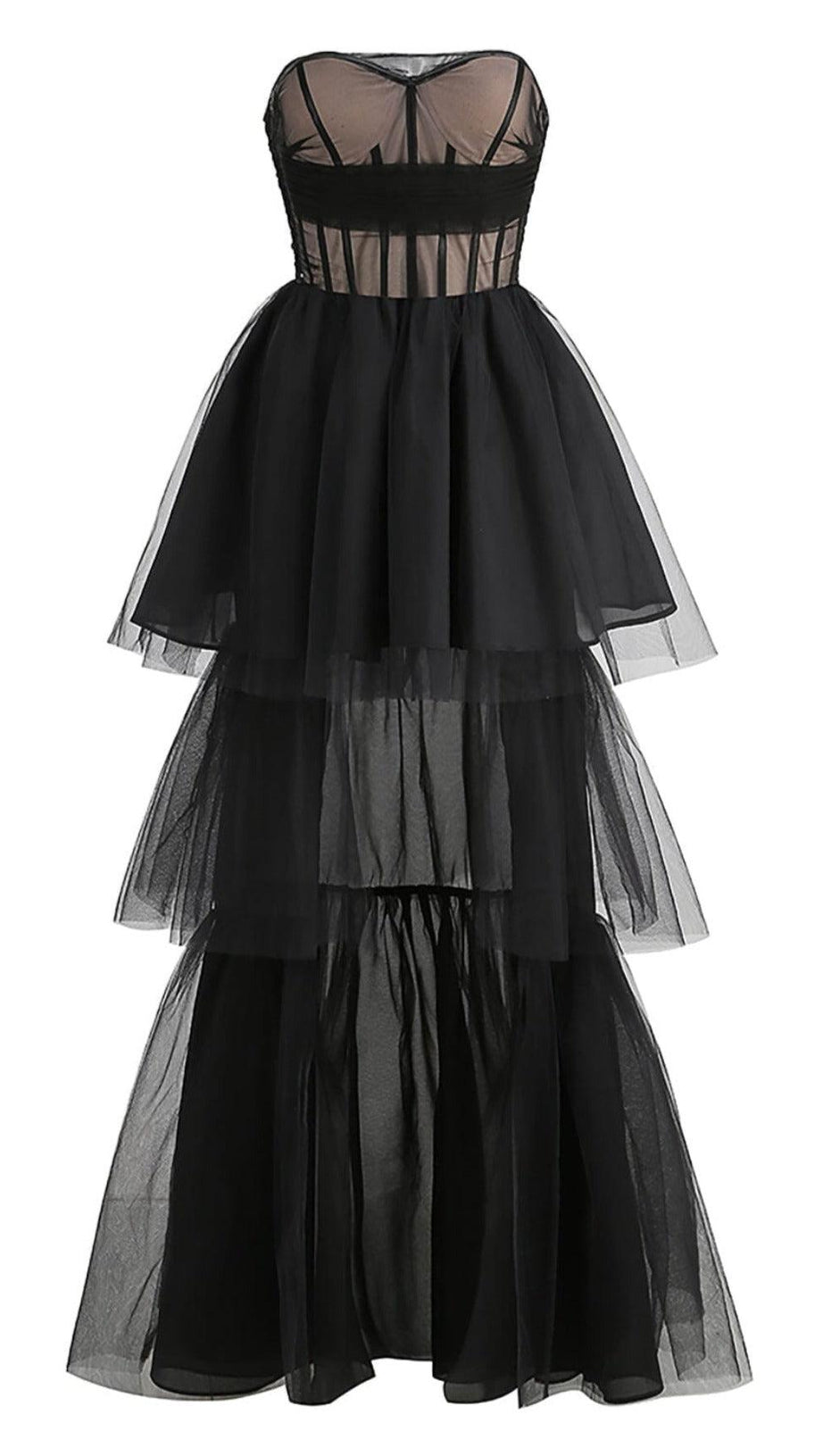 STRAPLESS CORSET TOP TULLE DRESS PAULA GOWN