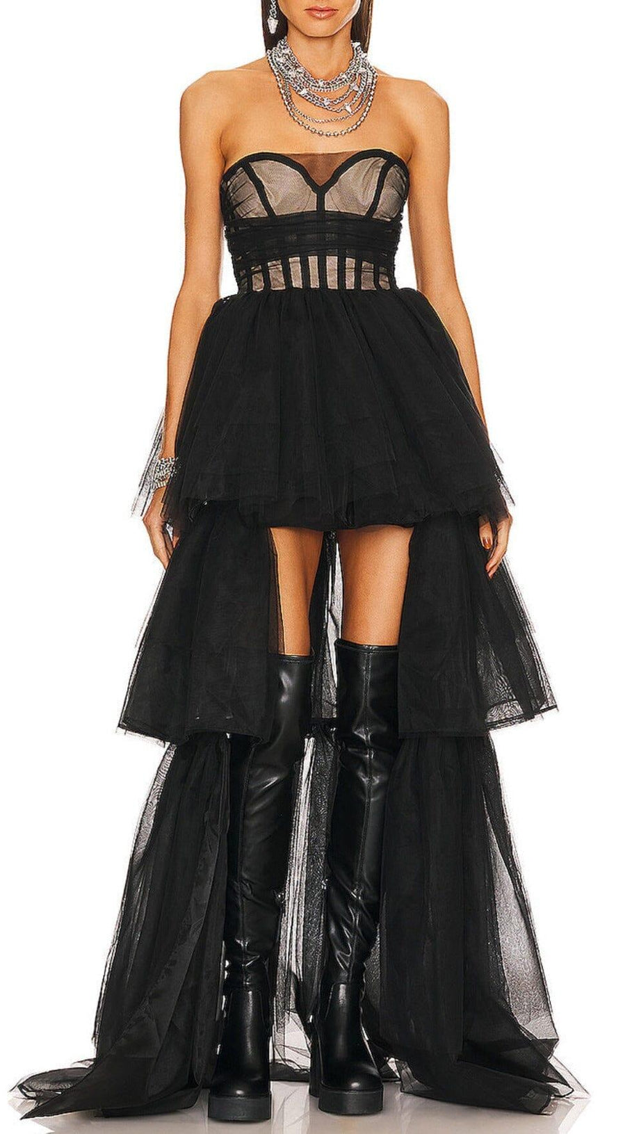 STRAPLESS CORSET TOP TULLE DRESS PAULA GOWN