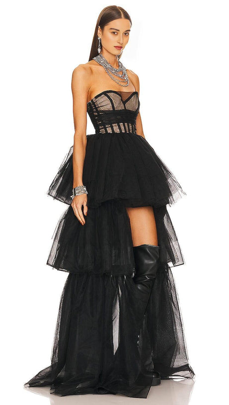 STRAPLESS CORSET TOP TULLE DRESS PAULA GOWN