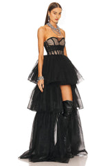 STRAPLESS CORSET TOP TULLE DRESS PAULA GOWN