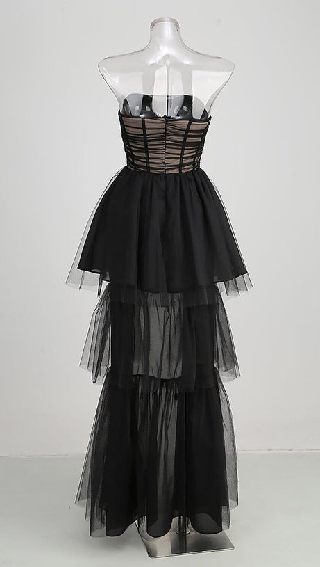 STRAPLESS CORSET TOP TULLE DRESS PAULA GOWN