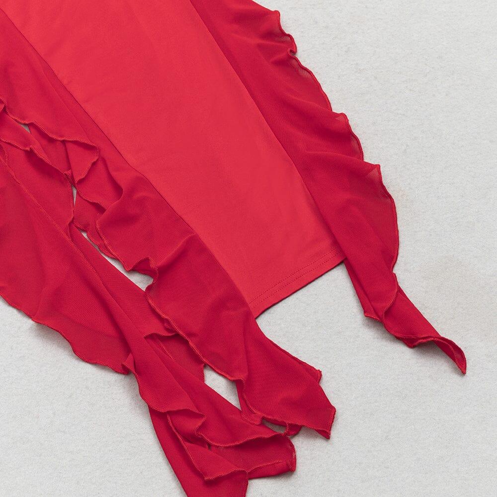 AIIZIE RED TUBE TOP ONE SHOULDER RIBBON DRESS - product image