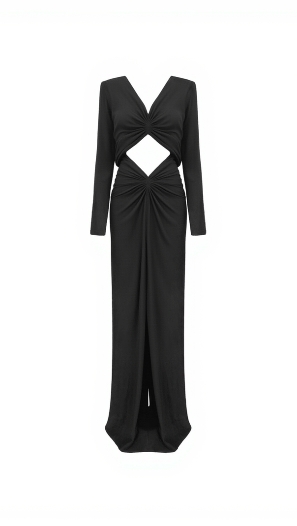 AIIZIE VALLEY LONG SLEEVE RUCHED CUTOUT MAXI DRESS - product image