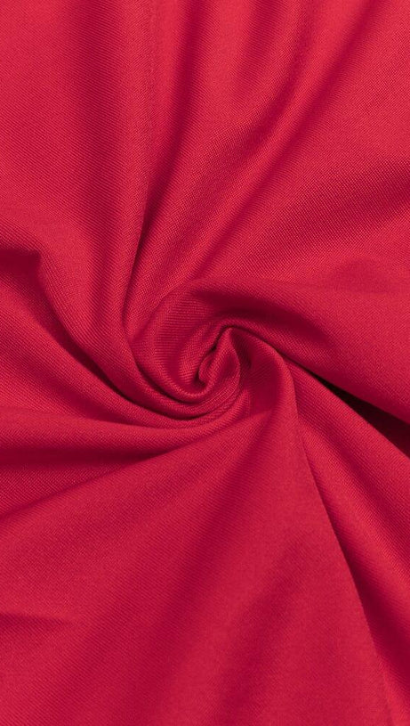 RED TUBE TOP ONE SHOULDER RIBBON DRESS