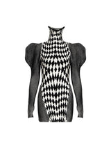 Boudicca Puff Sleeve Geometric Knit Dress