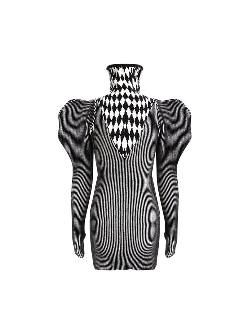 Boudicca Puff Sleeve Geometric Knit Dress