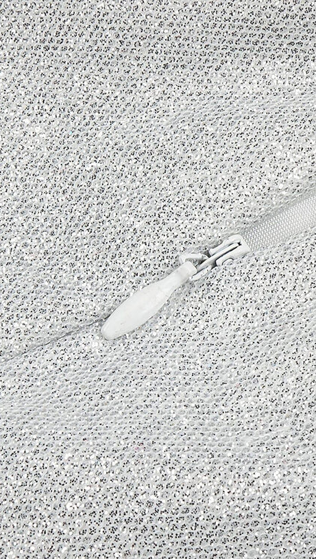 STRAPLESS PUFF SLEEVES SHINY GLITTER WEDDING DRESS