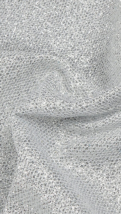 STRAPLESS PUFF SLEEVES SHINY GLITTER WEDDING DRESS