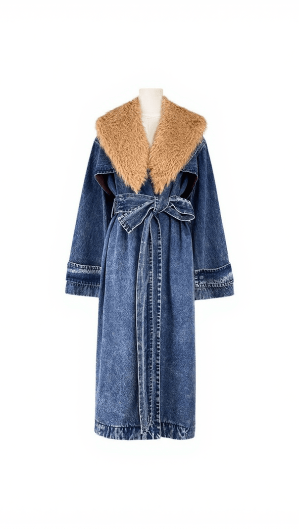 AIIZIE ISHTAR FAUX FUR COLLAR DENIM COAT - product image