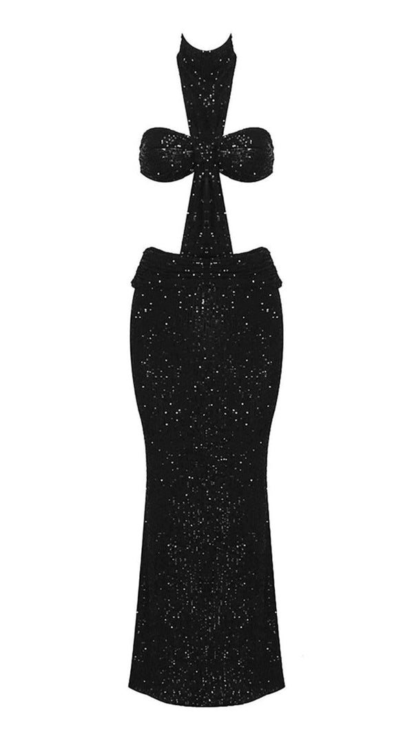 AIIZIE SHINY SEQUINS HALTER MAXI DRESS - product image