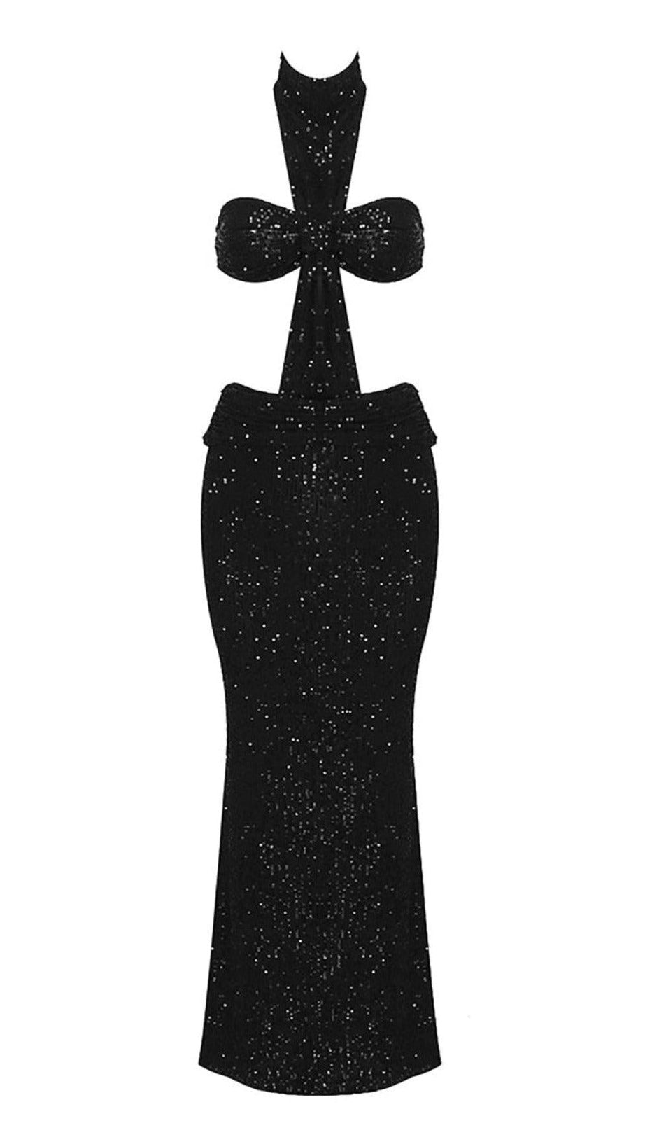 SHINY SEQUINS HALTER MAXI DRESS