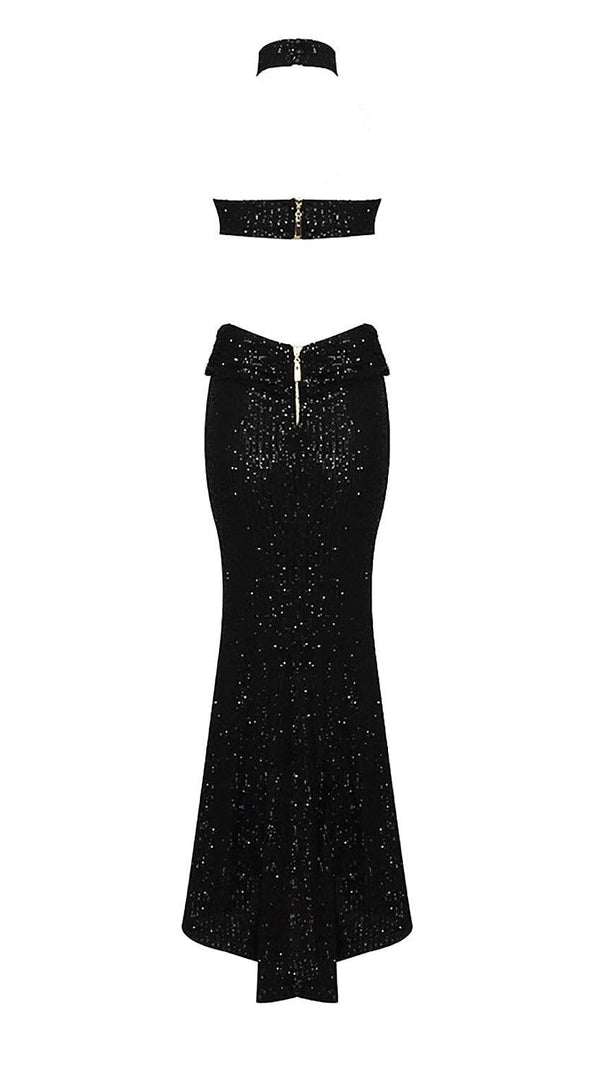 AIIZIE SHINY SEQUINS HALTER MAXI DRESS - product image
