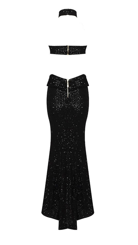 Neckholder-Maxikleid mit glänzenden Pailletten