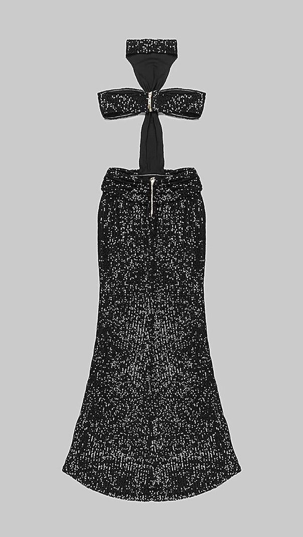 AIIZIE SHINY SEQUINS HALTER MAXI DRESS - product image