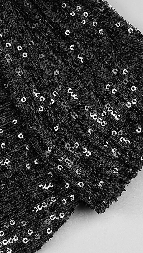 Neckholder-Maxikleid mit glänzenden Pailletten