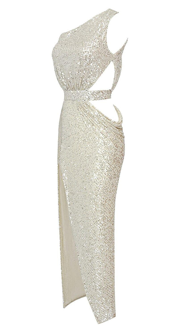 AIIZIE ONE-SHOULDER SEQUINS CUT OUT SPLIT MAXI DRESS - product image