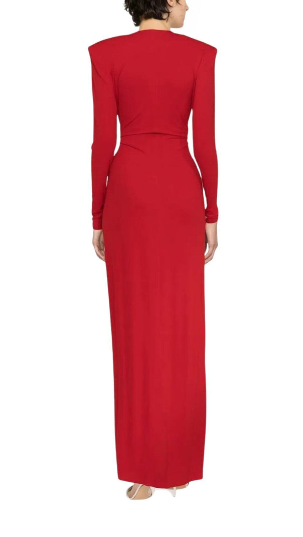 AIIZIE RED PLUNGE-NECK DRAPED GOWN - product image