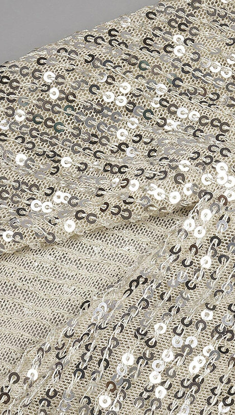 ONE-SHOULDER SEQUINS CUT OUT SPLIT MAXI DRESS