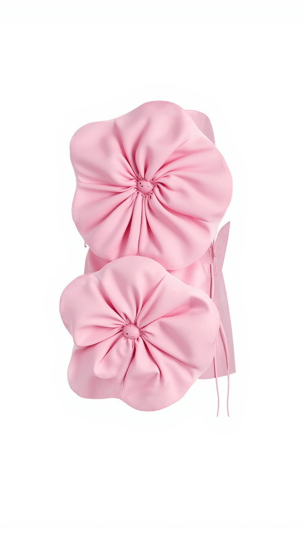 AIIZIE ANWEN STRAPLESS FLOWER MINI DRESS IN PINK - product image