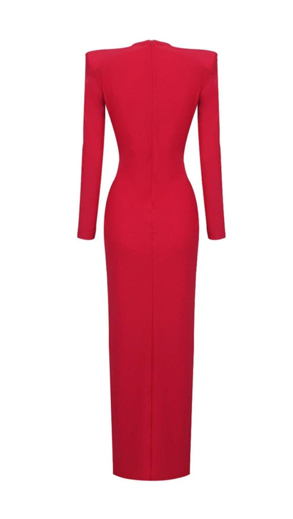 AIIZIE RED PLUNGE-NECK DRAPED GOWN - product image