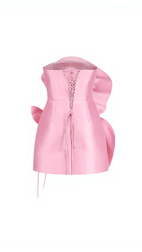 ANWEN STRAPLESS FLOWER MINI DRESS IN PINK