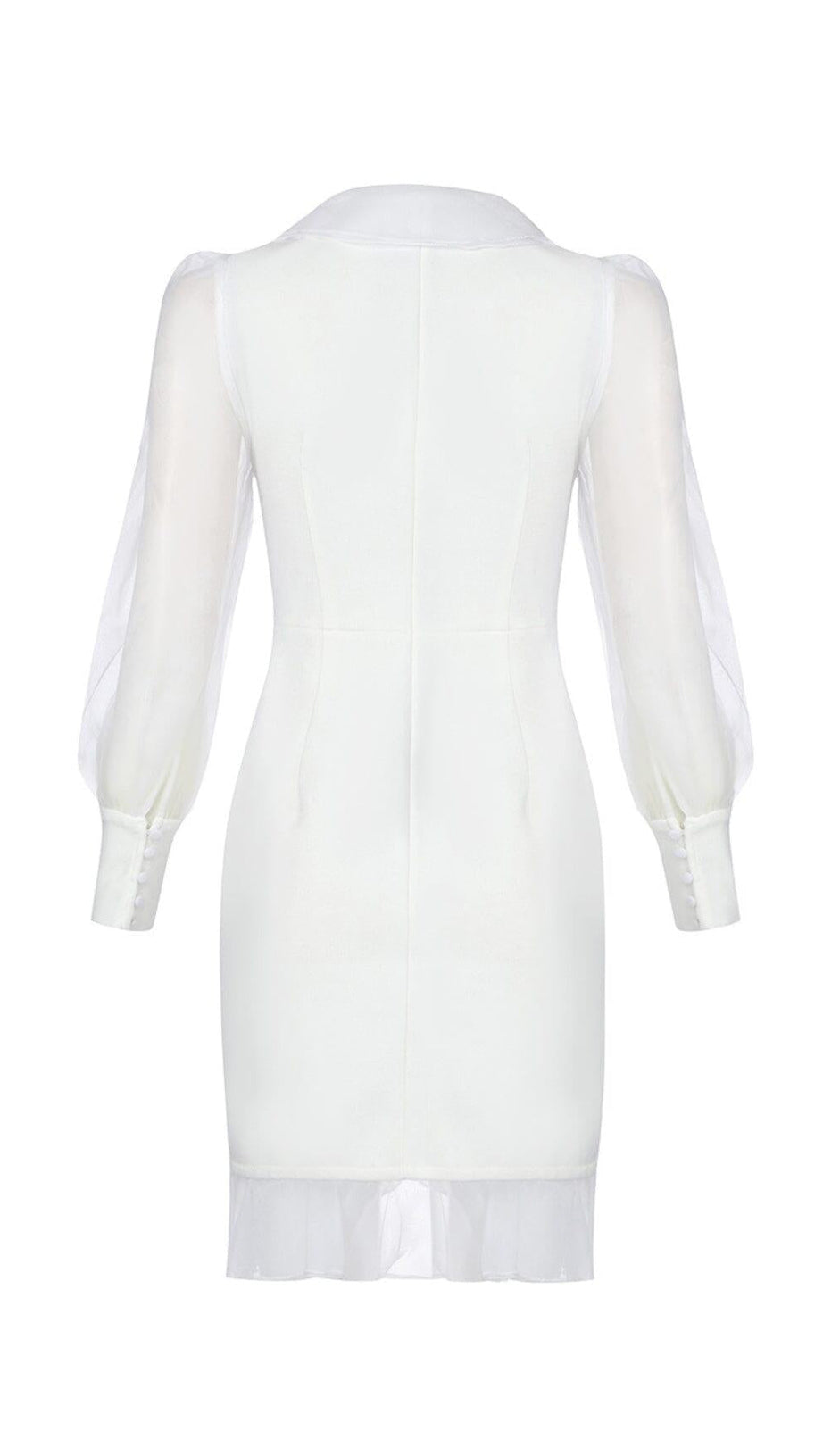 MINIKLEID AUS EINFACHEM NETZ MIT LANGEN ÄRMELN UND RÜSCHEN