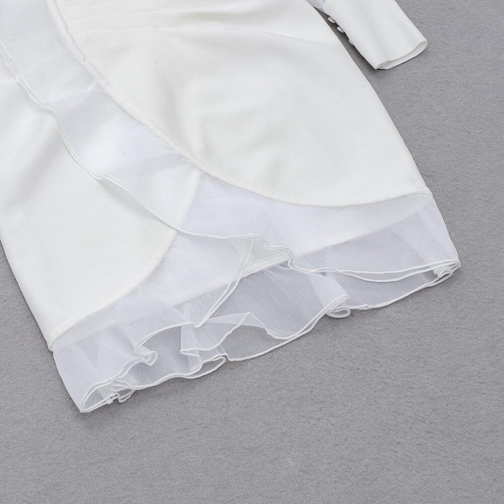 AIIZIE SOLID MESH LONG SLEEVE RUFFLE MINI DRESS - product image