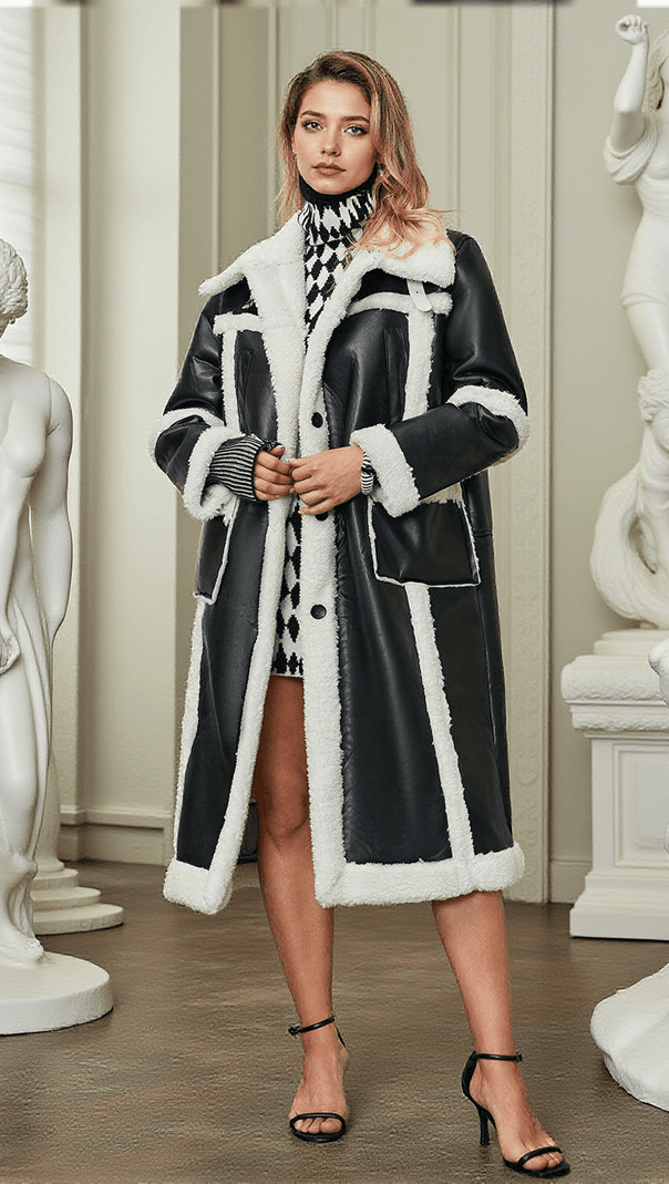 AIIZIE IDA PATCHWORK FAUX FUR LEATHER COAT - product image