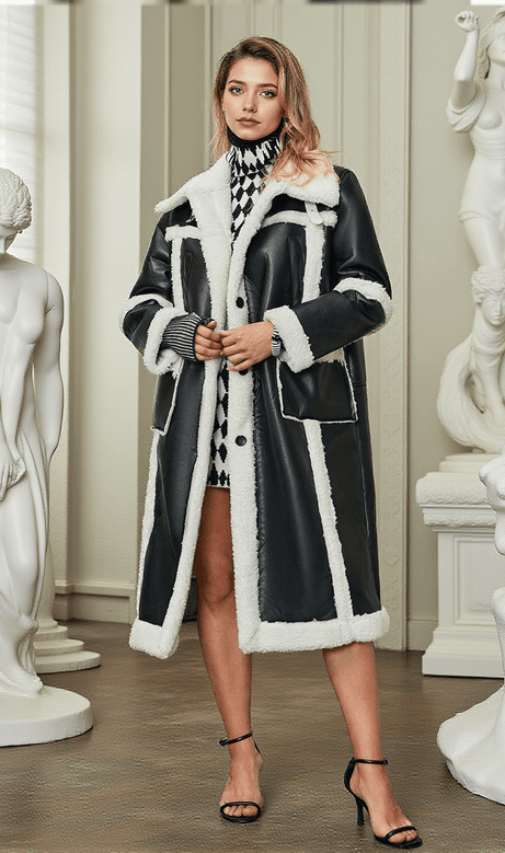 Ida Patchwork Faux Fur Leather Coat