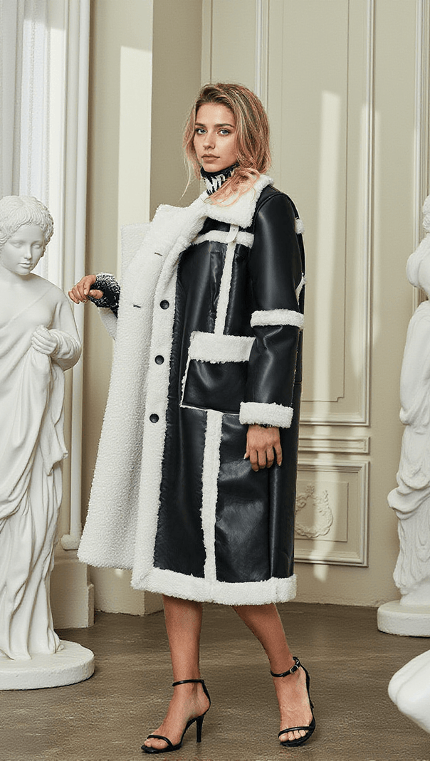 AIIZIE IDA PATCHWORK FAUX FUR LEATHER COAT - product image